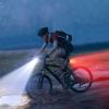 Bike Headlight TailLight IP65 Waterproof Anti-Drop Rechargeable Bicycle Light Set Night Riding Bright Bike Cycling Headlight Taillight Front Light War