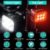 Bike Headlight TailLight IP65 Waterproof Anti-Drop Rechargeable Bicycle Light Set Night Riding Bright Bike Cycling Headlight Taillight Front Light War