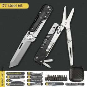 Multi-function Folding Knife High Hardness Camping Tool (Option: D2 Steel Blade Edition-With Batch Head)