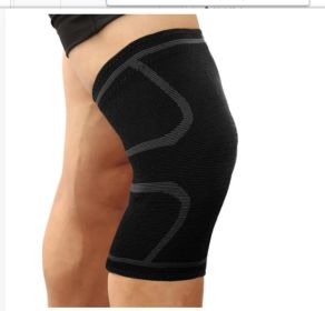 Double Corrugated Non-slip Stretch Keep Warm Nylon Needle Sports Kneecaps (Option: Black And Gray-3XL)