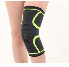 Double Corrugated Non-slip Stretch Keep Warm Nylon Needle Sports Kneecaps (Option: Green-M)