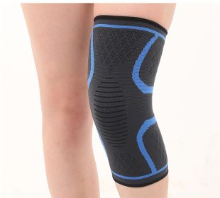 Double Corrugated Non-slip Stretch Keep Warm Nylon Needle Sports Kneecaps (Option: Dark blue-M)