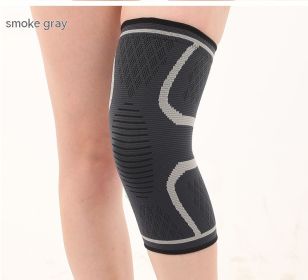 Double Corrugated Non-slip Stretch Keep Warm Nylon Needle Sports Kneecaps (Option: Smoky Gray-XL)