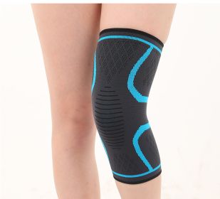 Double Corrugated Non-slip Stretch Keep Warm Nylon Needle Sports Kneecaps (Option: Lake Blue-XL)